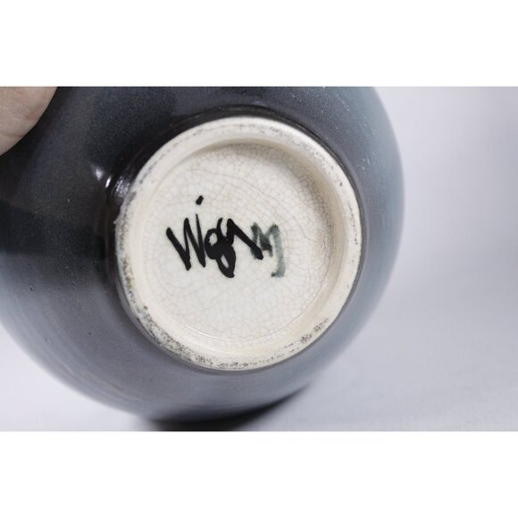 Vintage art pottery vase, Full moon winter themed elegant artist signed pottery - Picture 10 of 10